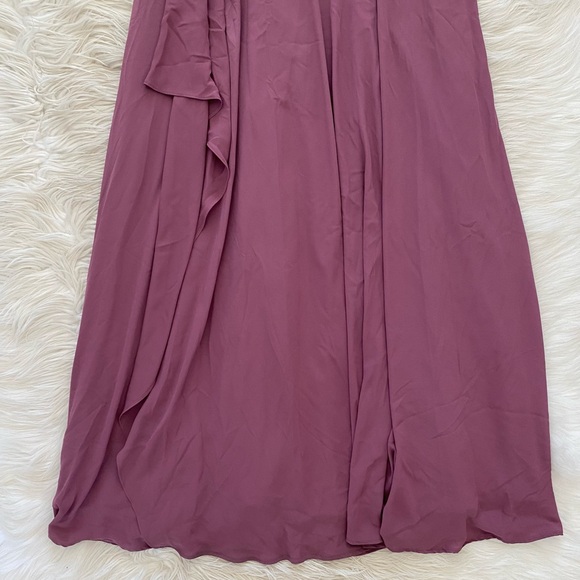 David’s Bridal Chianti Purple One Shoulder Georgette Cascade Bridesmaid Dress - Picture 4 of 14